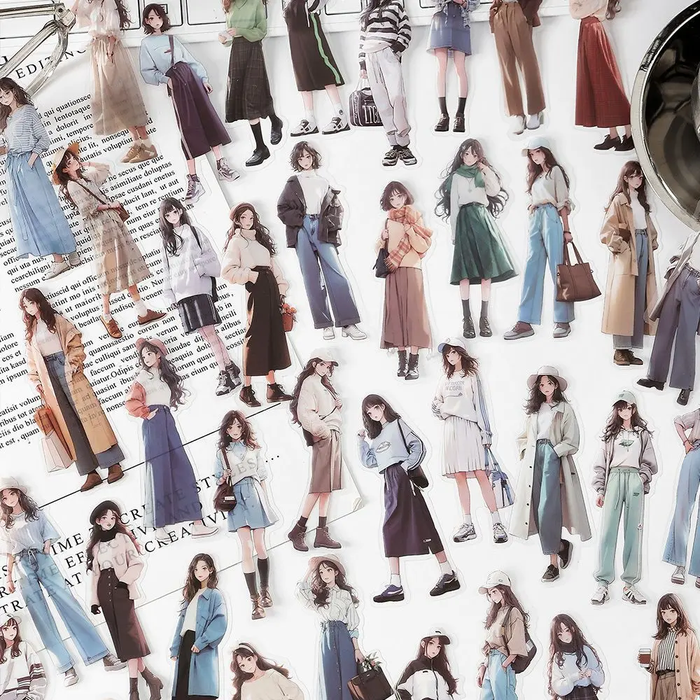 Card Lover 15 Pcs [Girls\\' Periodical Series] Cute Journal Stickers PET Sticker Paper Scrapbooking Material Scrapbook Kit