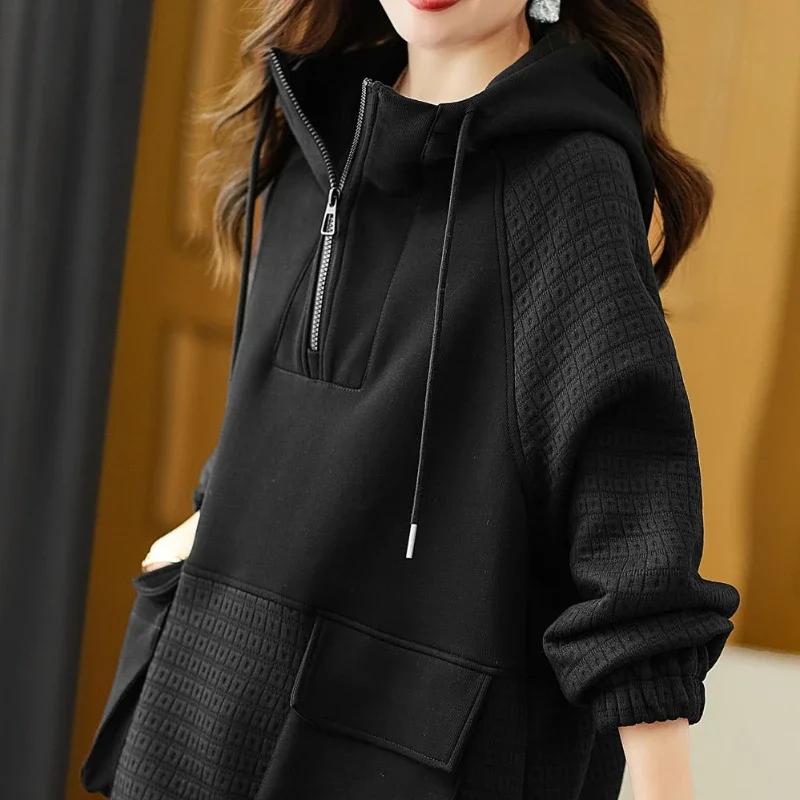 

Black Hoodies Woman Clothing Plain Top with Zipper Brown Full Zip Up Hooded Women's Sweatshirt Dropshiping Basic Trend Aesthetic