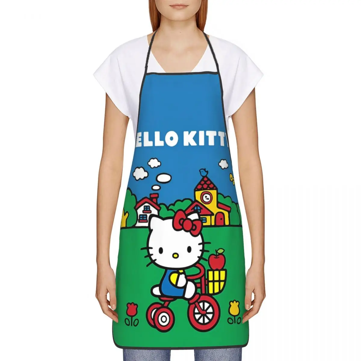 Cartoon Cute Hello Kitty Apron Cuisine Cooking Baking Gardening HelloKitty Bib Garden Antifouling Pinafore Chef