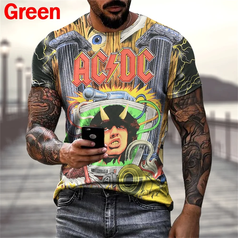 New Personality Fashion Graphic T-shirt Rock ACDC Music Men/Women Print T-Shirts Hip Hop 3D Short Sleeve Casual Shirt Tees Tops