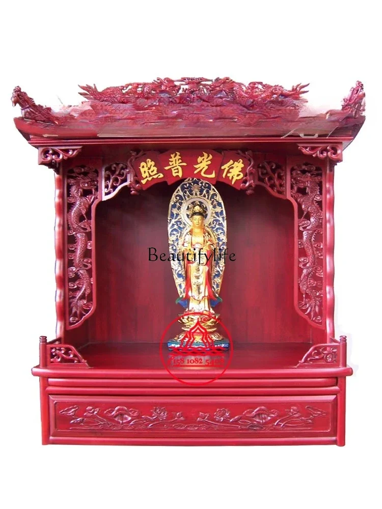 

02 ls 18Desktop Buddhist shrine with drawers Wall hanging Small shrine Customized Buddhist shrine for home use