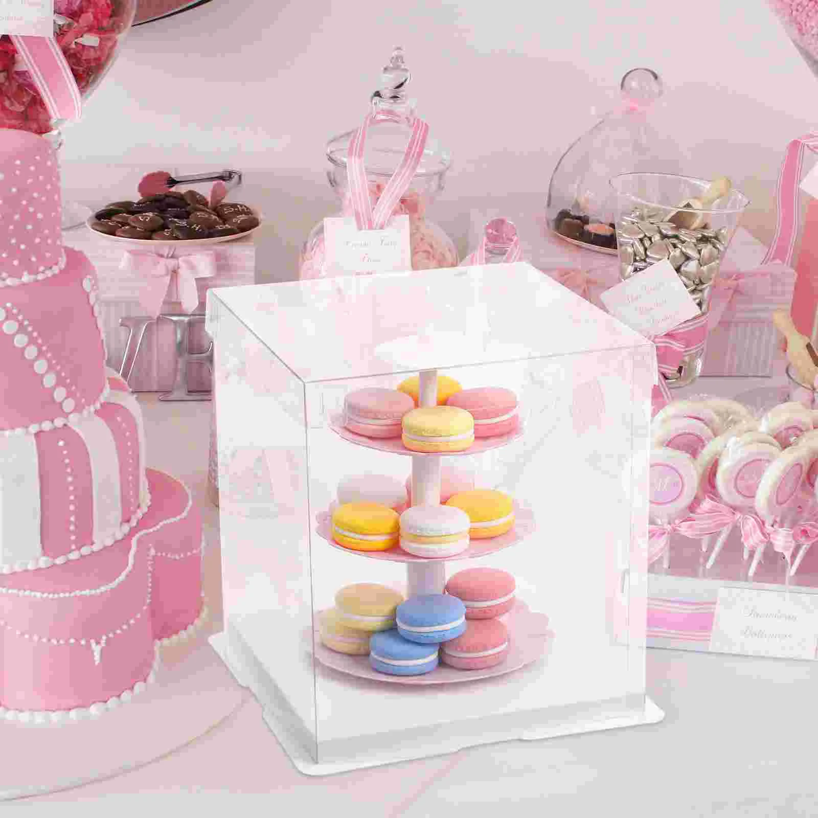 2 Pcs Cake Box Holder Clear Stand Single Cupcake Boxes Cookie Containers Birthday Gift Packaging Transparent Convenient