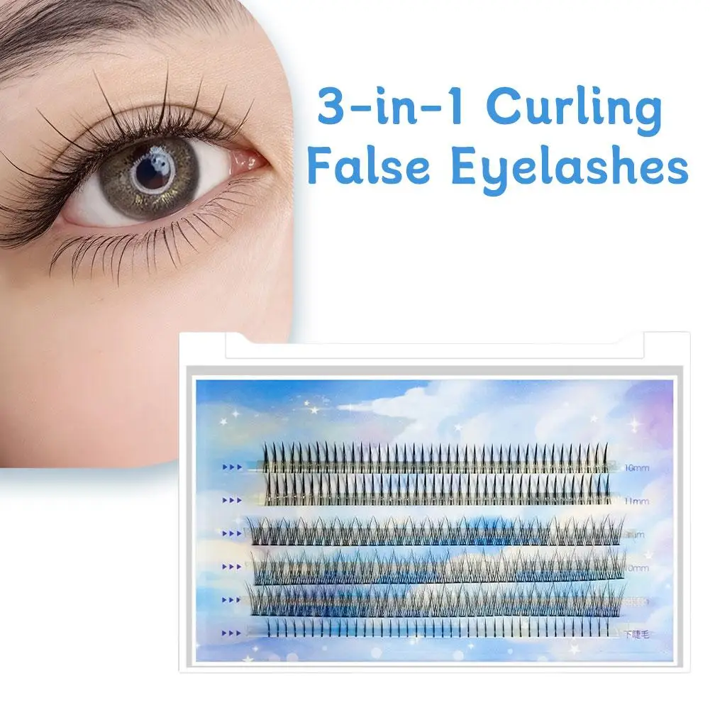 Multifunctional 3D False Eyelashes Mixed Pack 3-in-1 Curly False Eyelashes Mixed Set Lower Eyelashes Type A Fishtail Eyelashes