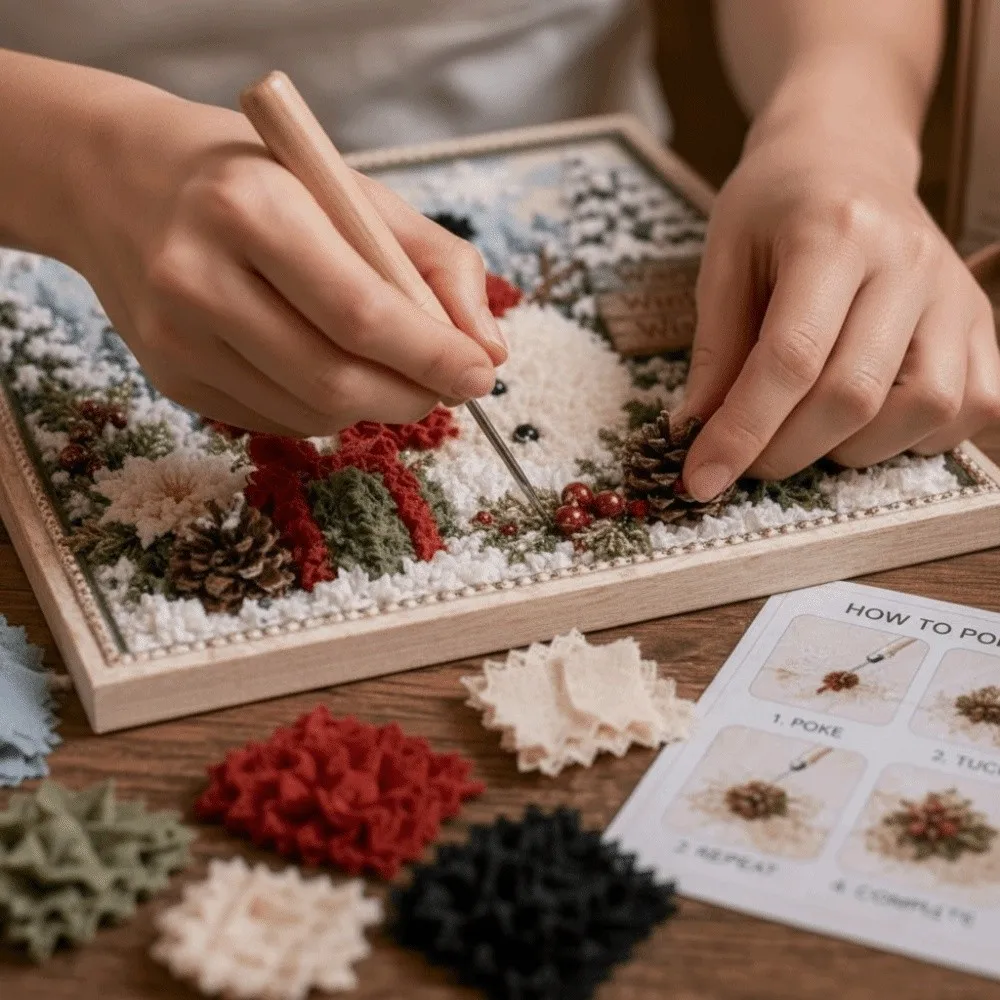 no-sewing-christmas-poke-art-thick-board-colorful-rags-xmas-needle-craft-pre-cut-poke-pen-snowman-ornament-diy