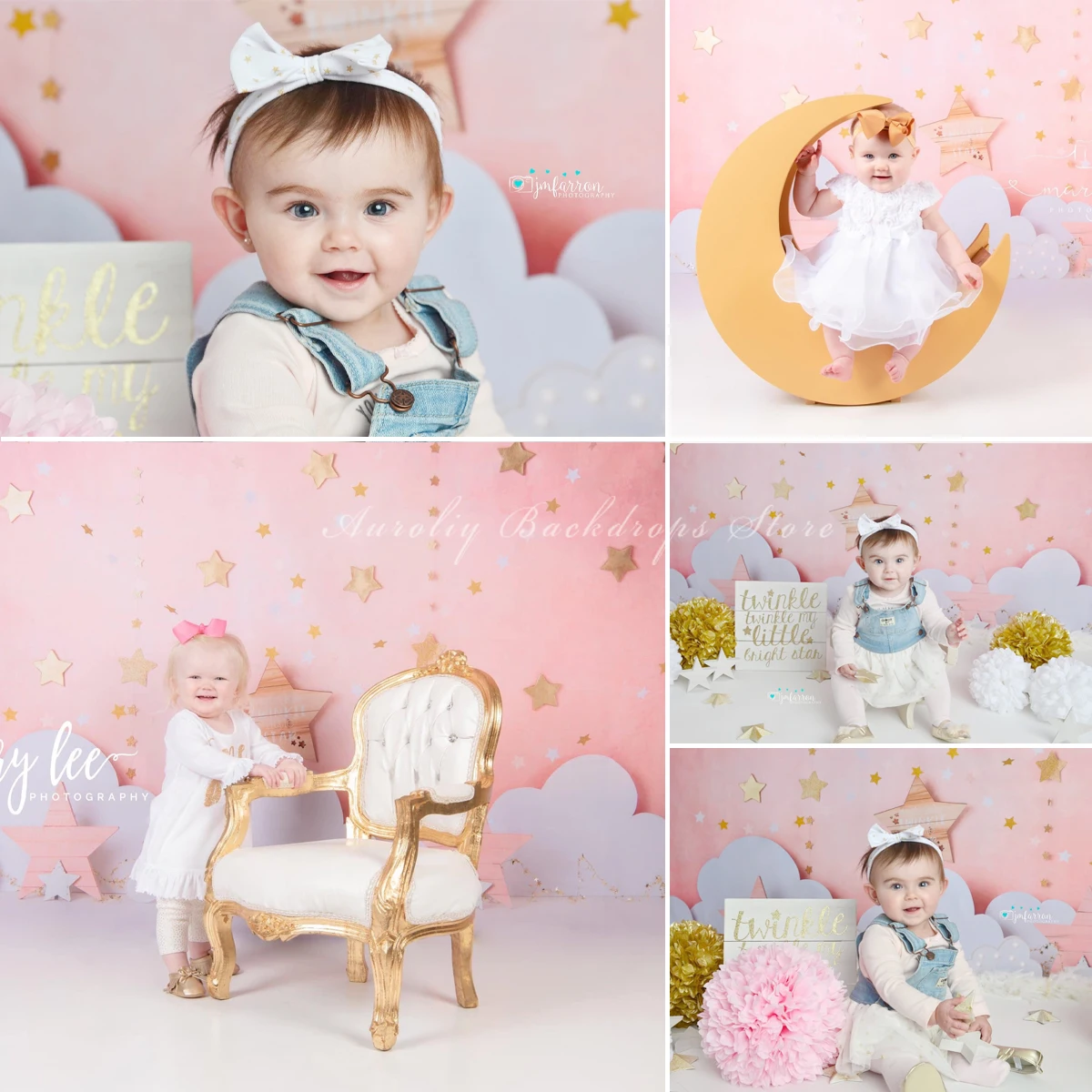 

Winkle Twinkle Little Dream Backdrops Kids Baby Photography Props Child Adult Photocall Decors Clouds Little Stars Backgrounds