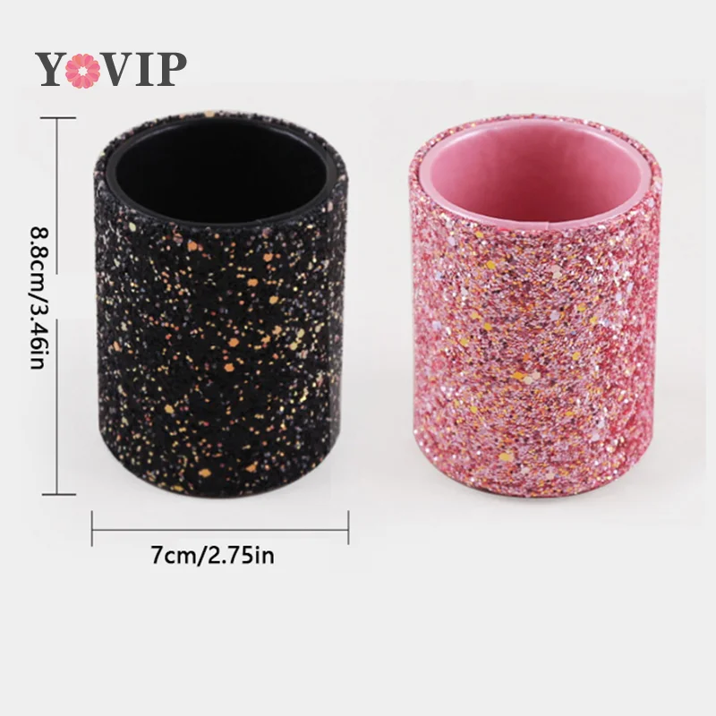 Fashion Women Sparkling  Makeup Brush Bucket Cosmetic Storage Pen Box Pencil Vase Comb Lipstick Brush Container Home Storage Box