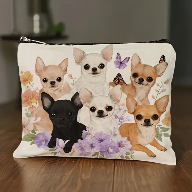 

A Cute Chihuahua Makeup Bag - Women's Cute Multi-functional Zipper Bag, Jewelry Storage Bag