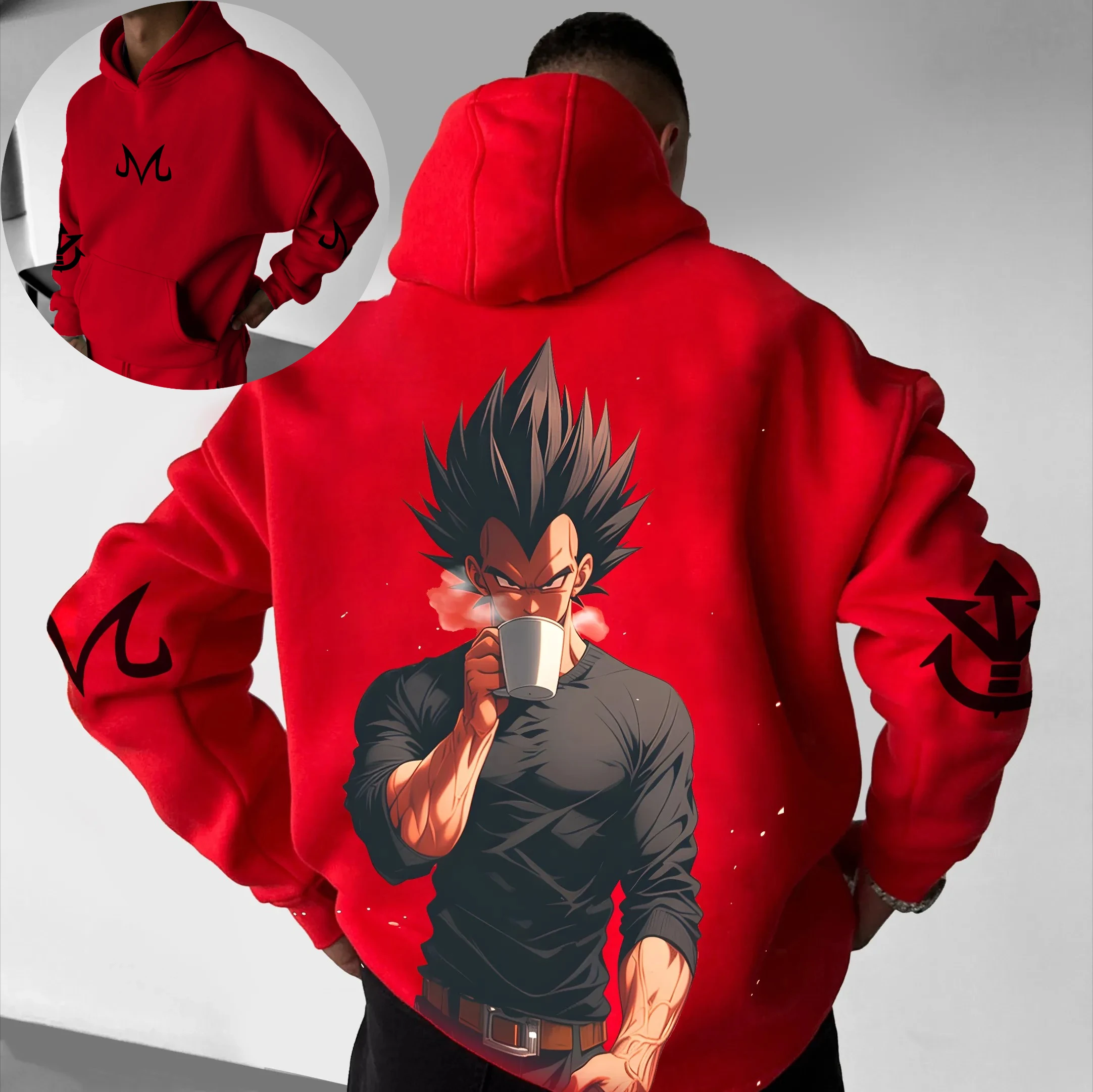 

Vegeta Unisex Casual Anime Streetwear Pants and Vintage Hoodies Peripheral Fall/Winter Unisex Casual Anime Printed Hoodie