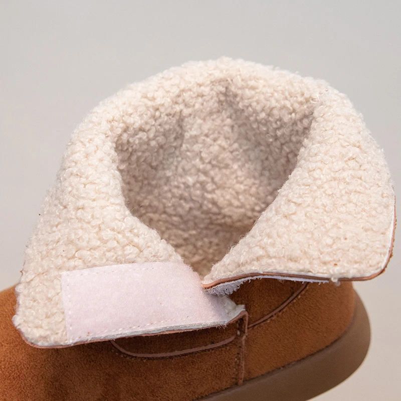 Stivali da neve per bambini 3-18 anni Marrone imbottito addensato Ragazzi Ragazze Scarpe di cotone Marrone Morbido antiscivolo Bambini Stivali a metà polpaccio per bambini