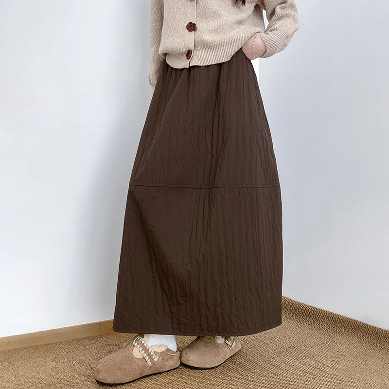 Japanische Plus Größe Laterne Röcke für Frauen Frühling Herbst Harajuku Elastische Taille Midi Rock Neue Frau Tasche Vintage Lange Röcke