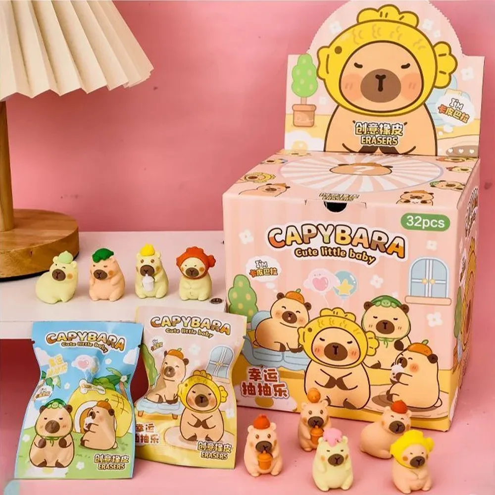 

Capybara Creative Stationery Set Blind Bag Cartoon Pencil Stationery Eraser Learning Supplies Student Award Gifts 1/3/5/32pcs