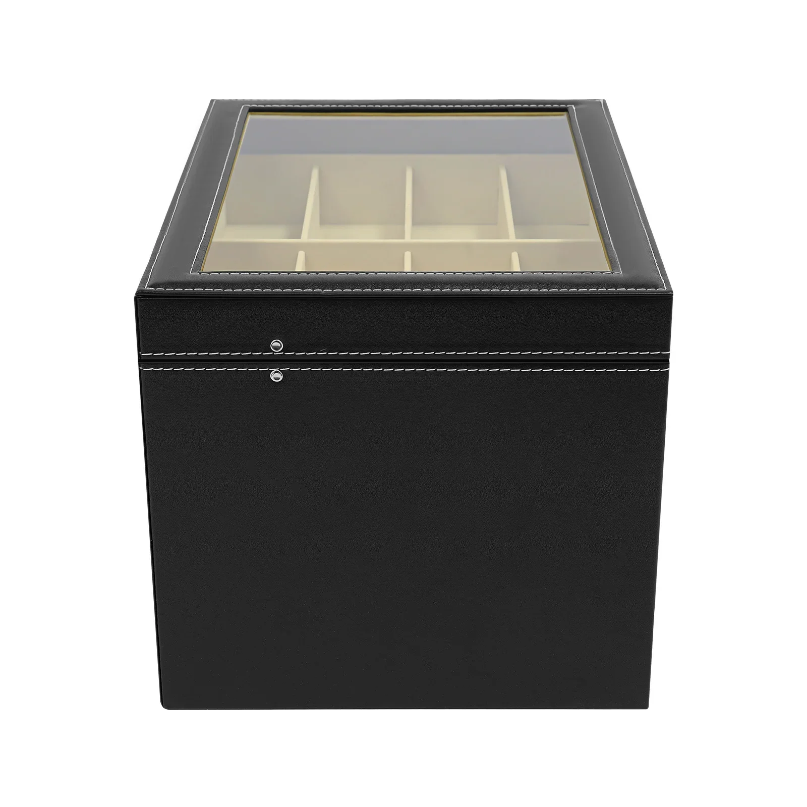 サングラス収納ウォッチ、24個のメガネ収納メガネボックスメガネケース、ガラスディスプレイウィンドウ付き、ジュエリー積み重ね可能な収納ボックス