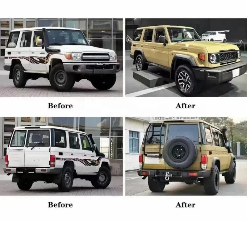 For LC76 Land Cruiser Upgrade to 2024 Style Upgrade Body Kit Front Bumper Hood Fender 4