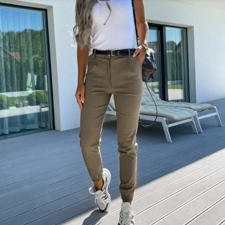 

Cotton Linen Pants Women Spring Summer Capris Loose Straight Casual Slim Elastic Waist Harlan Linen Cropped Trousers Office Lady