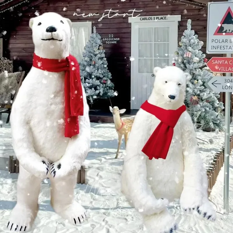 Outdoor Activities Arctic Statue Toy Life Size Simulation Standing Polar Bear Ornament Animal Decoration Christmas Set Props