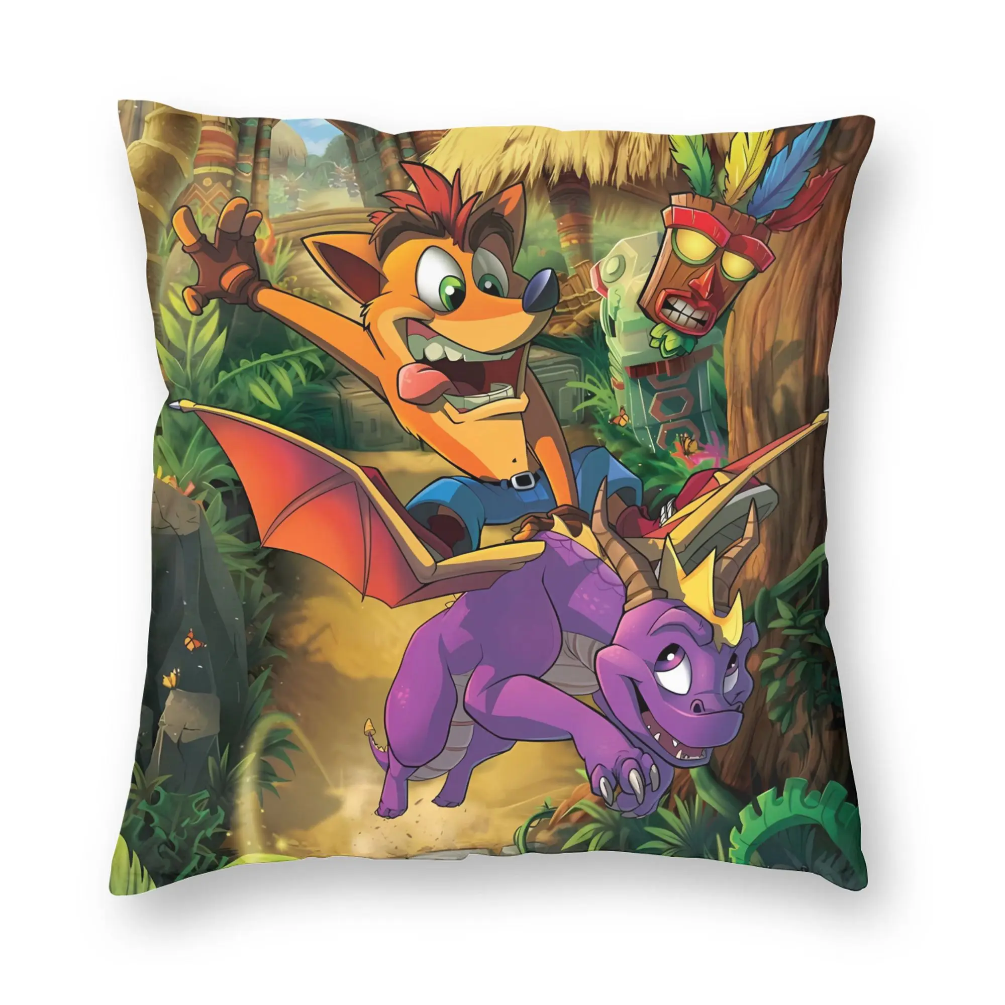 Crash Bandicoot Dragon Fly Pillow Case  Soft Pillow Cover For Sofa Home Decoration Kawaii Pillowcases