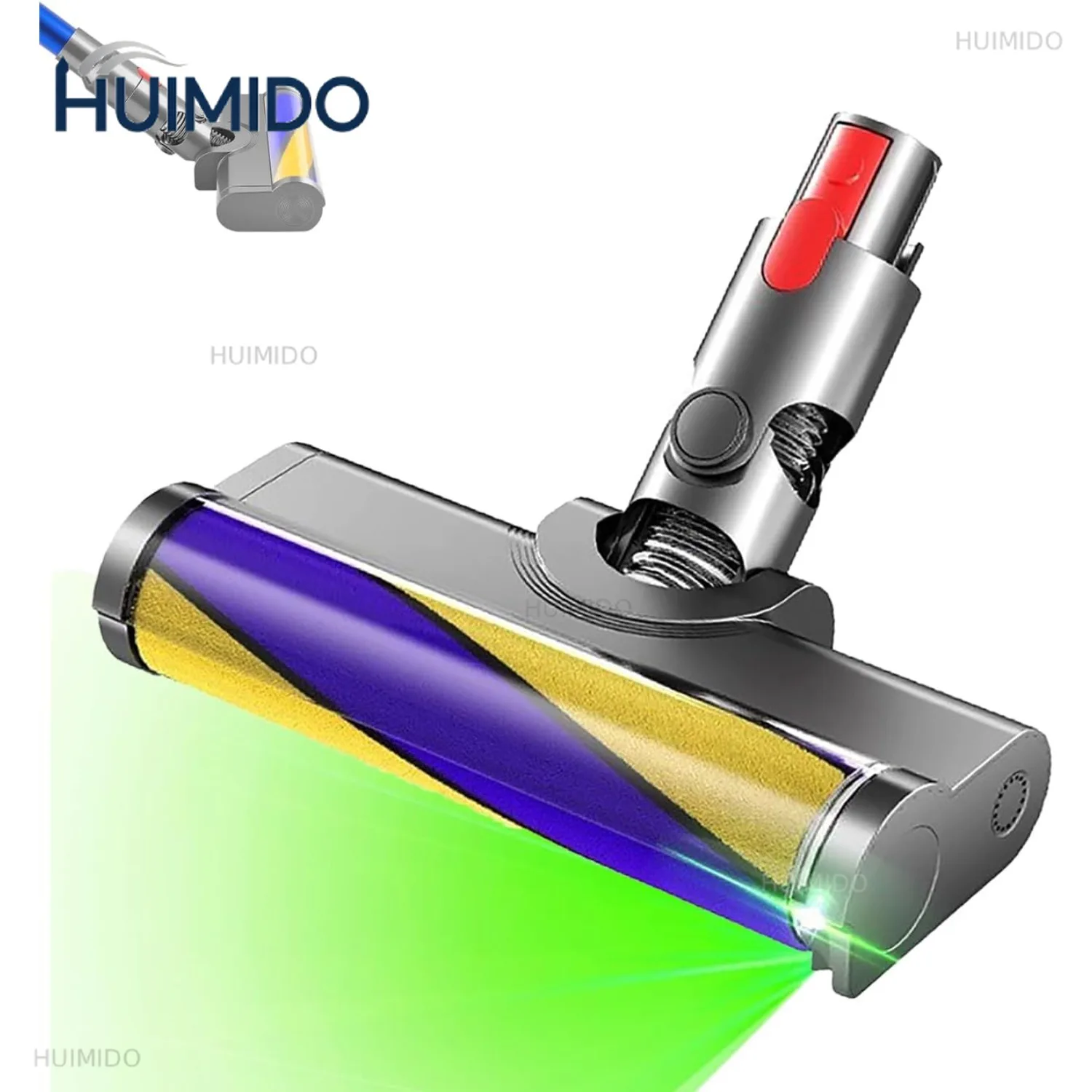 Head Compatible with Dyson V15 V11 V10 V8 V7 Hardwood Floor Soft Roller Brush Dust Detect Replacement Green Light