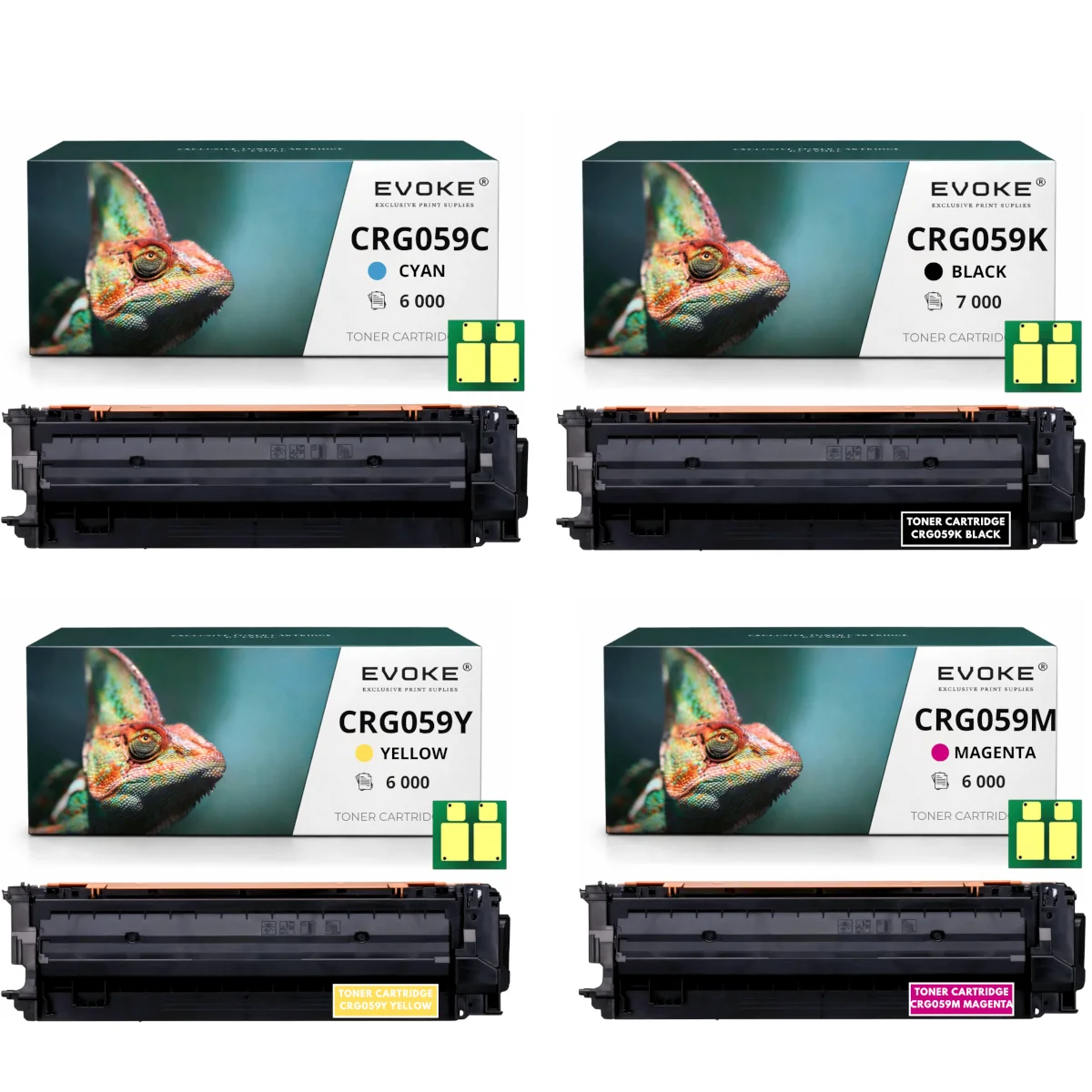Evoke compatibele toner voor Canon Crg-059 Crg059 met chip 4X Cmyk: Zwart, Cyaan, Magenta, Geel 25000 pagina's I-Sensys Lbp852Cx