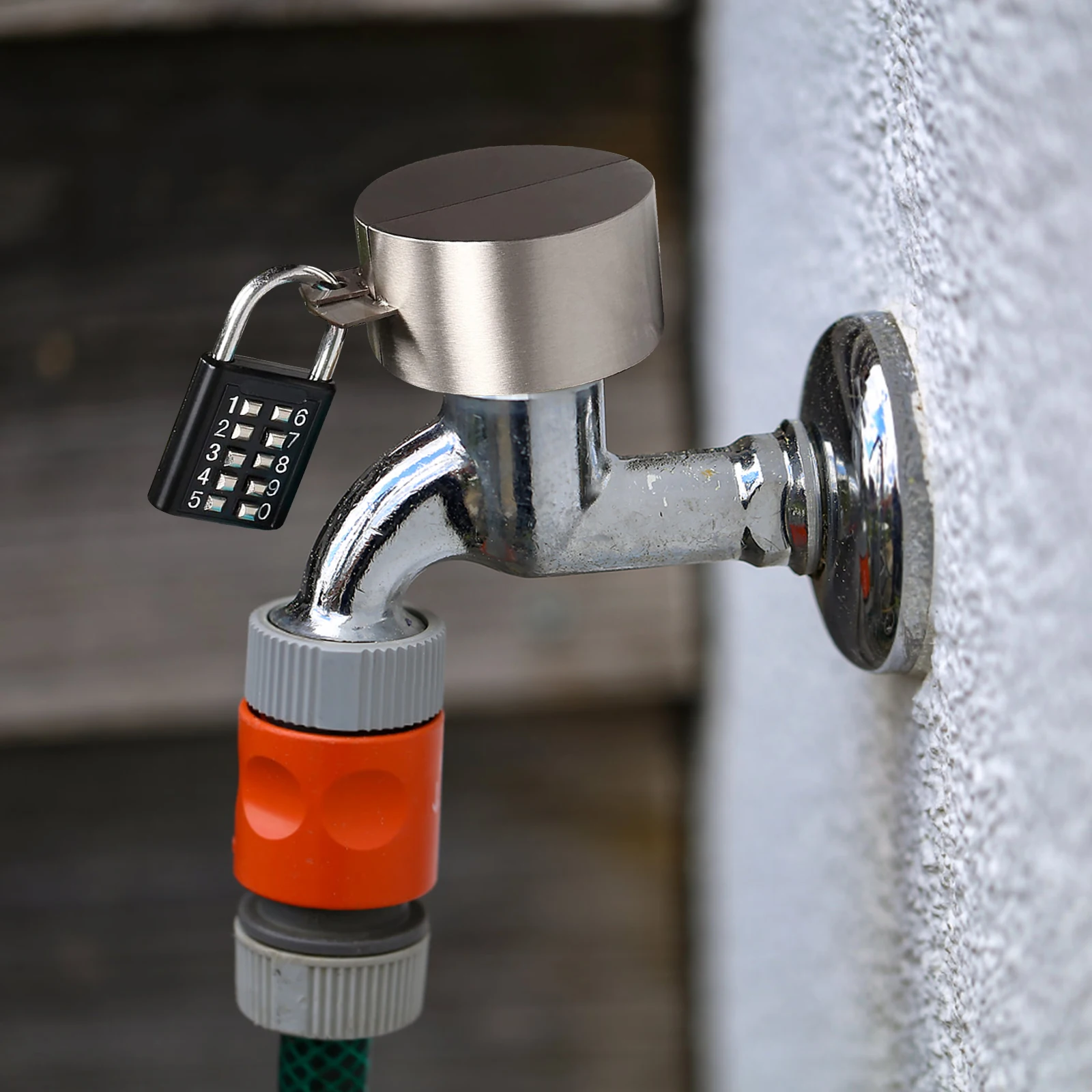 

Outdoor Faucet Cover With Combination Padlock Water Spigot Lock For Public Rental Spaces Anti Theft Design Weather Resistant