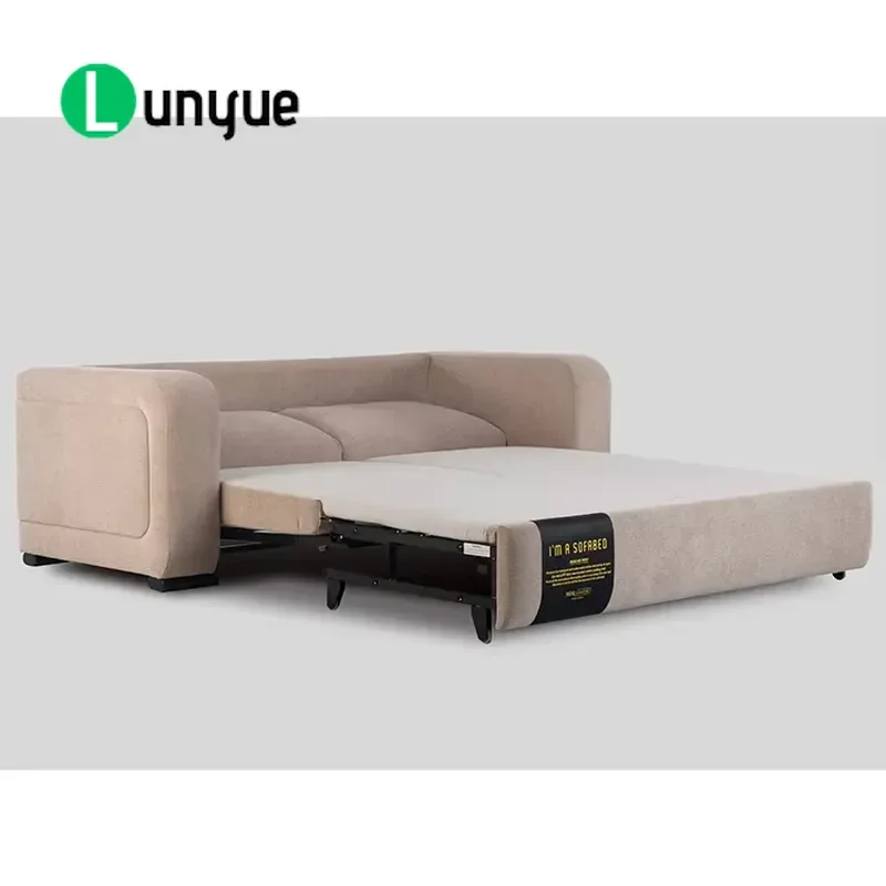 Compact Modular Sleeping Sofa Solid Wood Frame Fabric Folding Modern Minimalist Space Saving Convertible Living Room