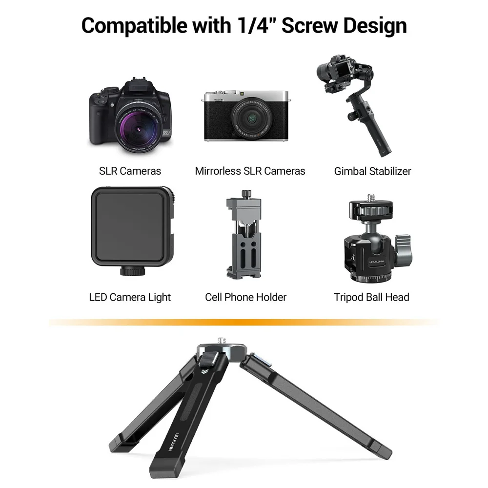 

LEAPLIGHT Aluminum Tripod with 360 Panoramic Ballhead w Arca Cold Shoe Mini Tripod for DSLR Camera Phone Max Load 8kg/17.63lb