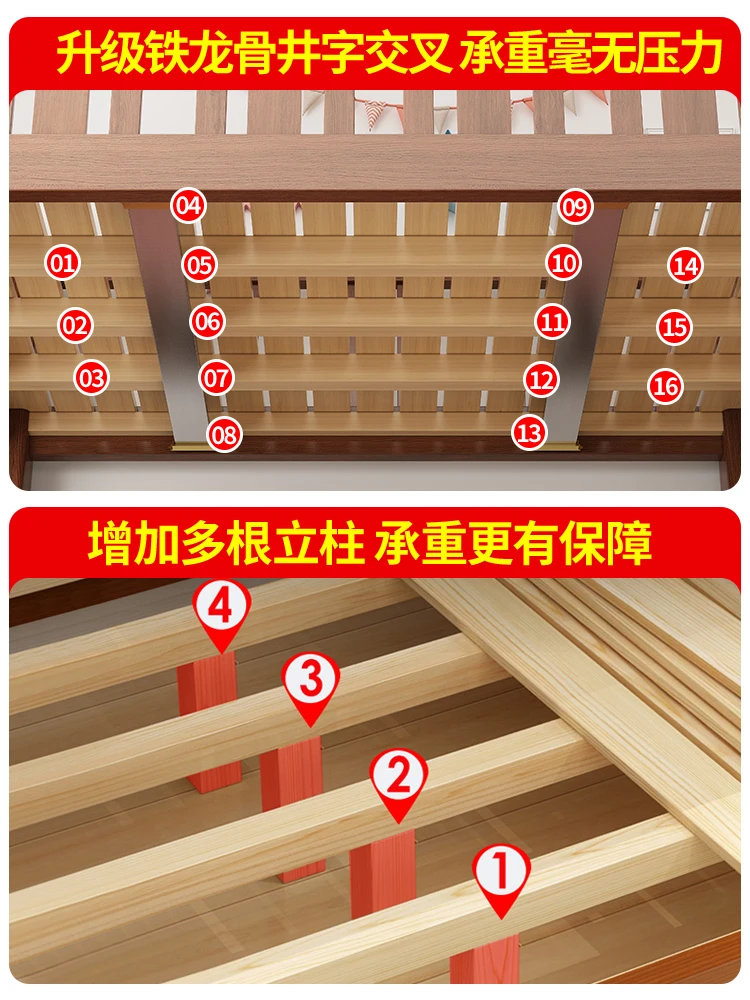 All solid wood upper and lower beds Bunk beds Children's beds  High and low  Upper and lower bunk wooden