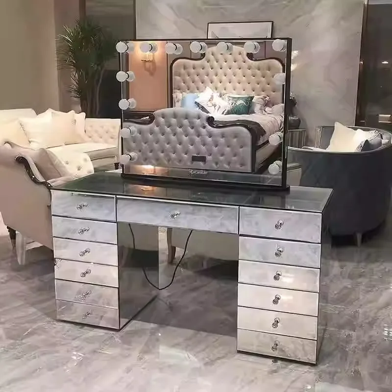 

Mirror Dressing Table Thirteen Smoke Makeup Table Modern Minimalist Desk Computer Desk Closet Storage Cabinet Vanity Bedroom Set