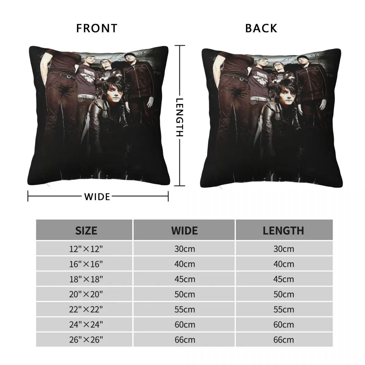 My Chemical Romance Twilight Pillowcase Polyester Linen Velvet Creative Decorative Throw Pillow Case Room Cushion Cover 45x45