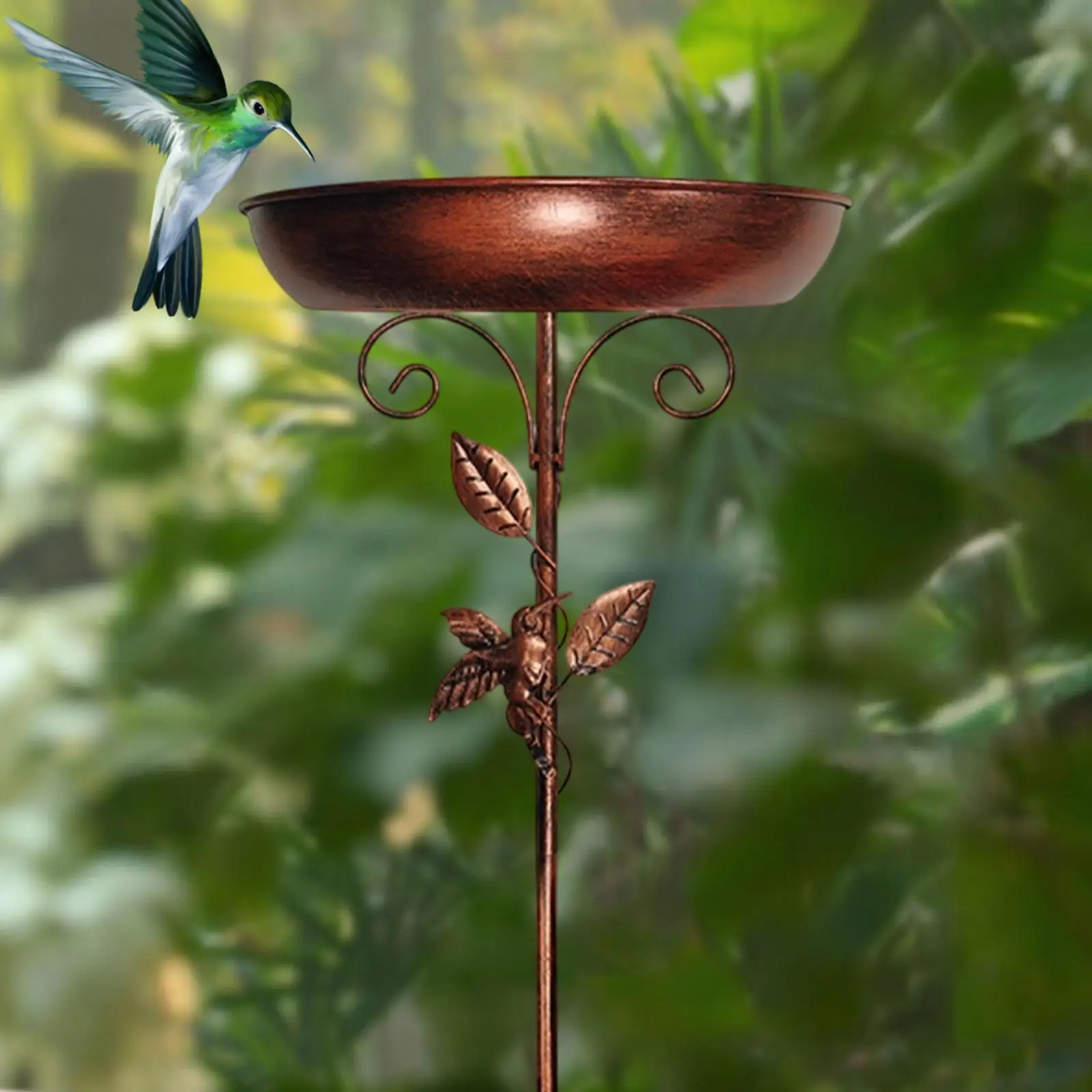 Metal Bird Bath 5 Pronged Base Multipurpose Stand Garden Tool Freestanding Birdbath Bird Feeder for Yard Patio Lawn Outdoor