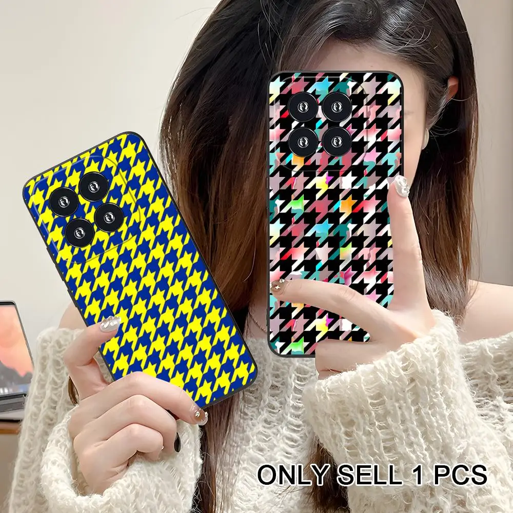 Houndstooth Plaid Phone Case for Xiaomi 15 14 13 12 Mi 11 T Ultra Lite Pro S X 5G Soft TPU Shockproof Cover
