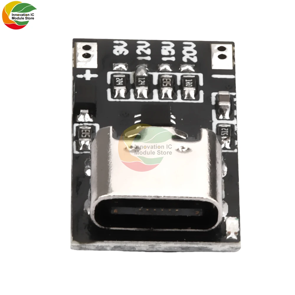 

USB-C PD QC Trigger 9V 12V 15V 20V DC Adjustable Voltage Power Module 5A Type-C Female Input