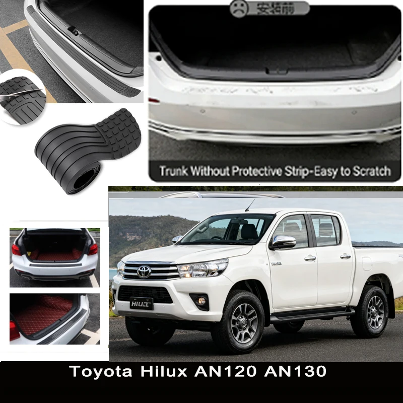 

For Toyota Hilux AN120 AN130 Rear Trunk Guard Plate Sticker Car Rear Bumper Trim Anti-Kicked Scratch Protector Sticker Strip