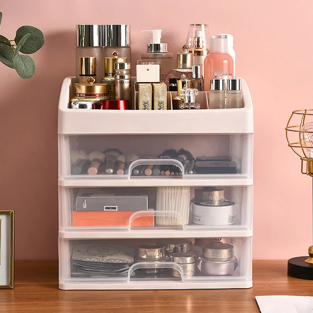 Plastic Makeup Organizer with 3 Drawers