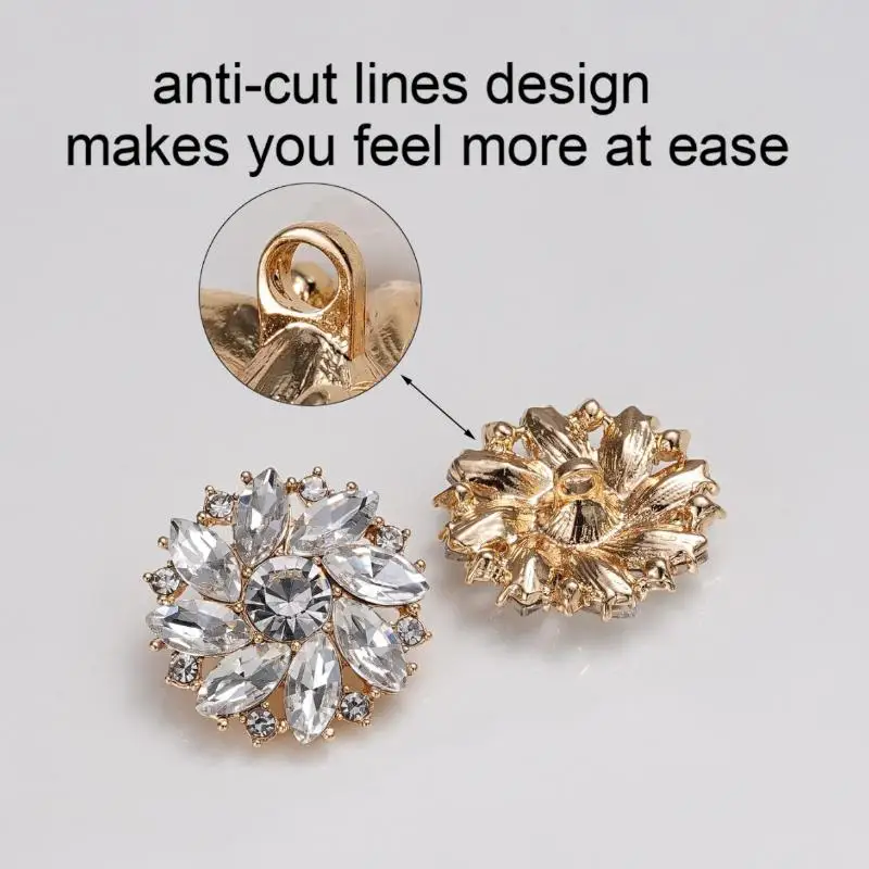2/4 Stück Funkelnde Strass-Blumenförmige Metallknöpfe Geeignet für Dekorative Knöpfe an Kleidung – Detail 7