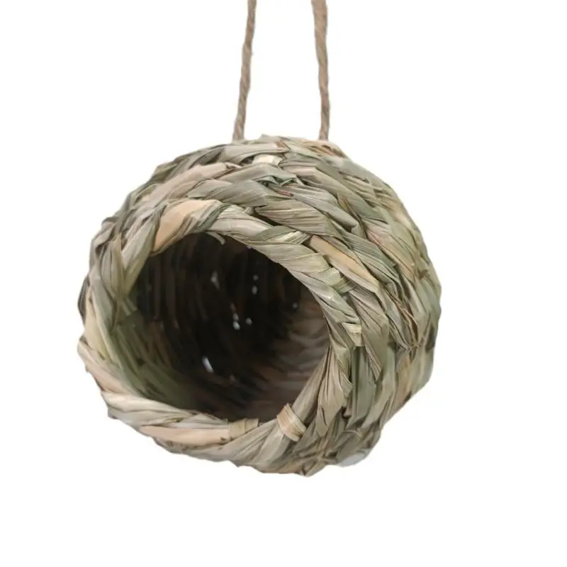 C 10/12/14cm Birds Nest Bird Cage Grass Egg Cage Bird House Outdoor Decorative Weaved Hanging Parrot Nest Houses Pet Bedroom