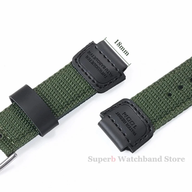 النايلون حزام ساعة اليد 18 مللي متر الرجال قماش الرياضة أسود أخضر سوار حزام ل كاسيو W800H SGW400 F91W F84 F105/108/A158/168 AE1200/1300