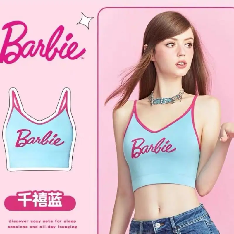 Barbie New Women's Short Vest Suspender Letter Printed Cotton Outer Wear Fashion Casual Summer Home Clothing Holiday Gift