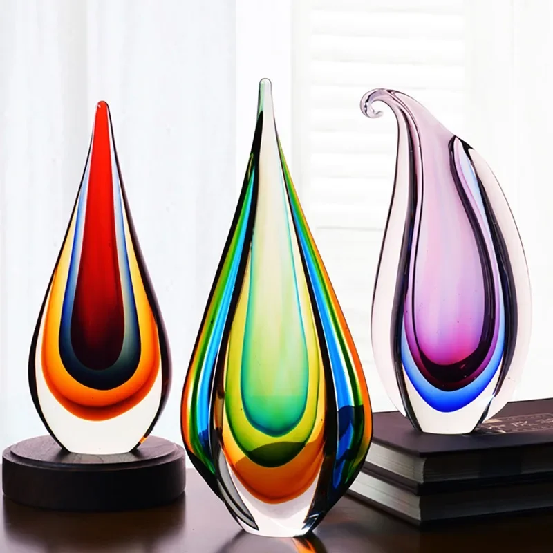 Glazed handicrafts, light luxury, modern crystal vase ornament, living room entrance wine cabinet, Bogu rack, Jucai ornament