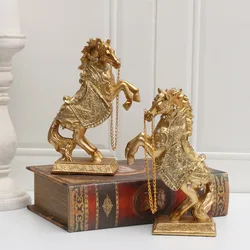 Elegant Resin Horse Statue - Majestic Golden, Perfect for Home & Office Decor, Ideal for Living Room, Entryway, and Cabinet Disp