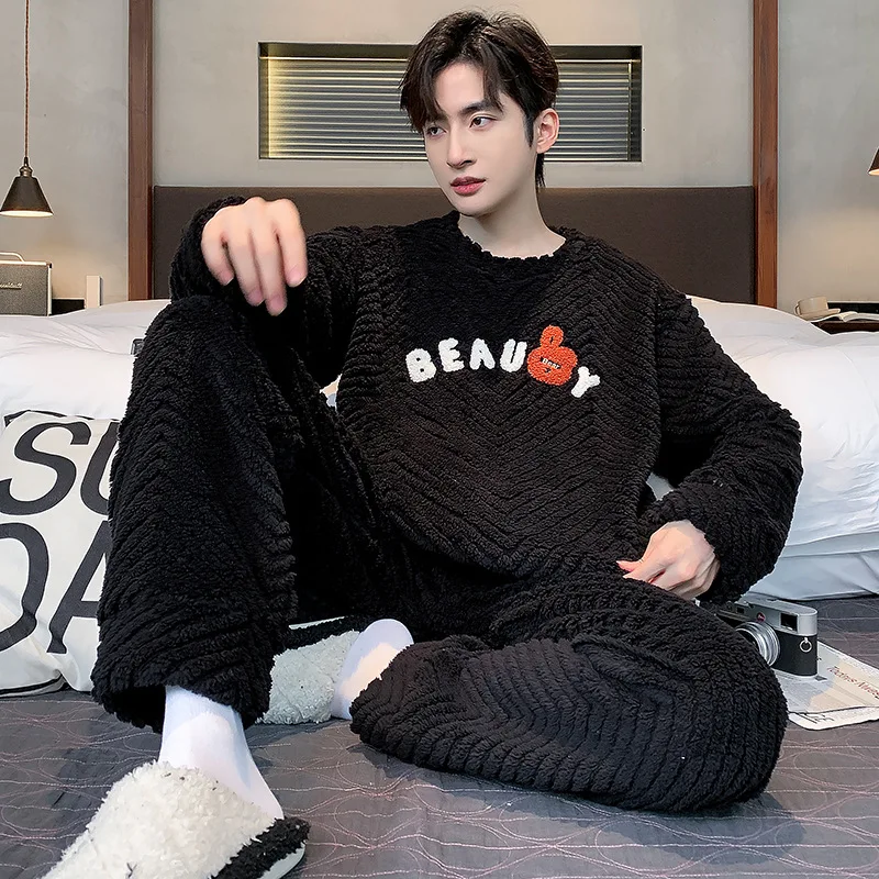 Hogere kwaliteit verdikt warm flanel Grote maten herenpyjama Winternachtkleding Loungewear Mode Gestreepte nachtkleding Homewear