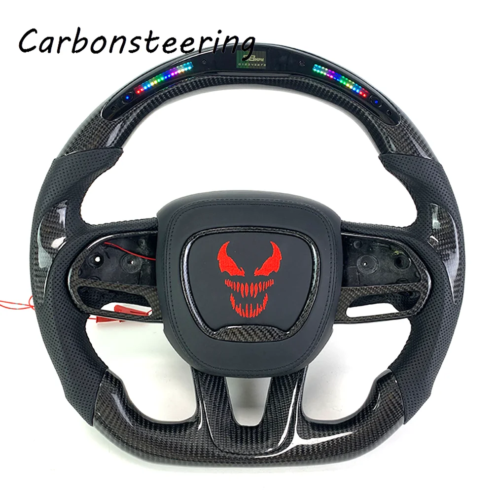 

Автомобильные аксессуары для Dodge Charger Challenger Hellcat Srt Durango, светодиодный кованый руль из углеродного волокна, вышивка на заказ