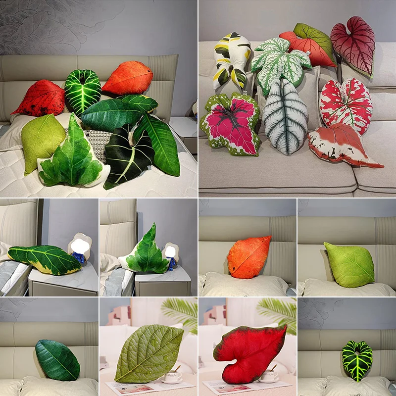

Декоративная подушка-плед из плюша «Зеленая растительность», двусторонняя, в форме листьев, для дивана, спальни, интерьера дома
