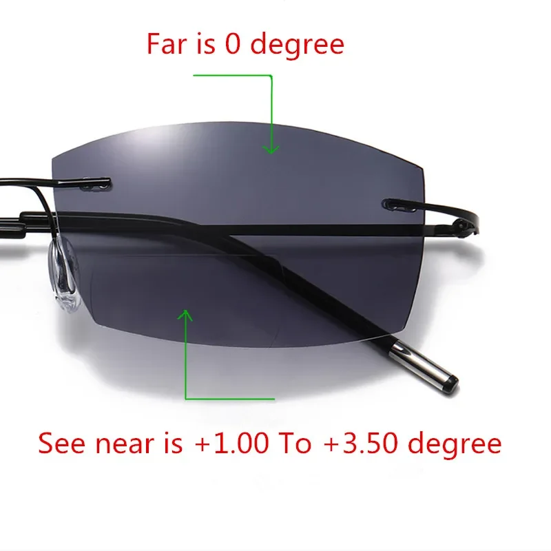 New Lightweight Men's Frameless Presbyopic Glasses For Both Far And Near Use, Dual Light Sunglasses, Outdoor Glasses