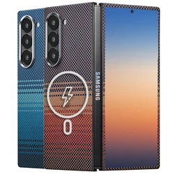 Real Pure Carbon Fiber Cover For SAMSUNG Galaxy Z Fold 6 7 Case Aramid Fiber Ultra Thin Phone Cover builtin Magnetic for Magsafe