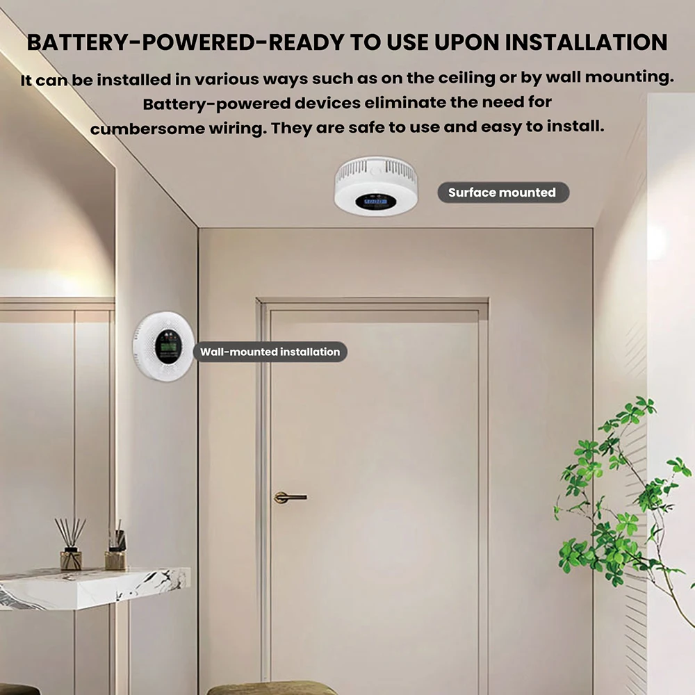 2-in-1 Intelligenter Kohlenmonoxid-Detektor mit LCD-Anzeige, Kohlenmonoxid-Alarm, Batteriebetrieben für Haus, Wohnung, Küche – Detail 8
