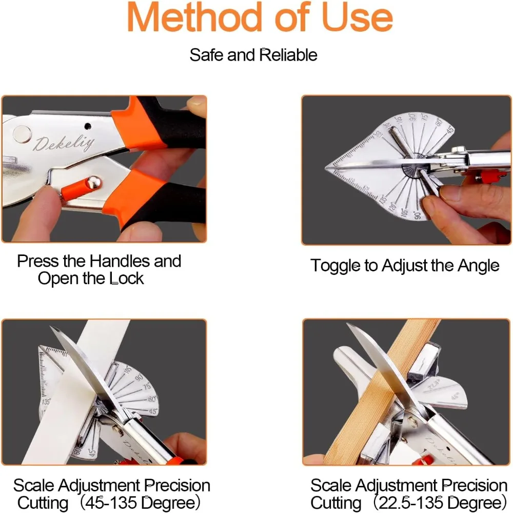 Multifunctional Miter Shears Hand Tools Adjustable 45°-135° Quarter Round Cutting Tool Angular Cutting Wood and Plastic Shears