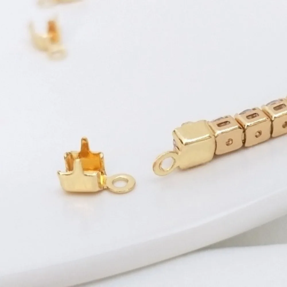 المشابك النحاسية 14K الذهب اللون الزركون مخلب سلسلة مشبك سلسلة كليب مشبك DIY بها بنفسك اليدوية والمجوهرات سوار نهاية اتصال الملحقات