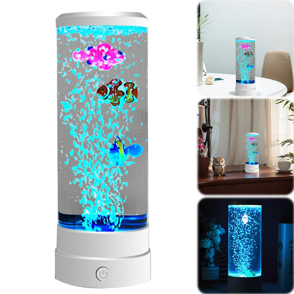 

Artificial Fish Tank with Moving Fish Battery/USB Powered Bubble Fish Lamp Colorful Aquarium Lamp Kids Friendly Bubble Fish Lamp