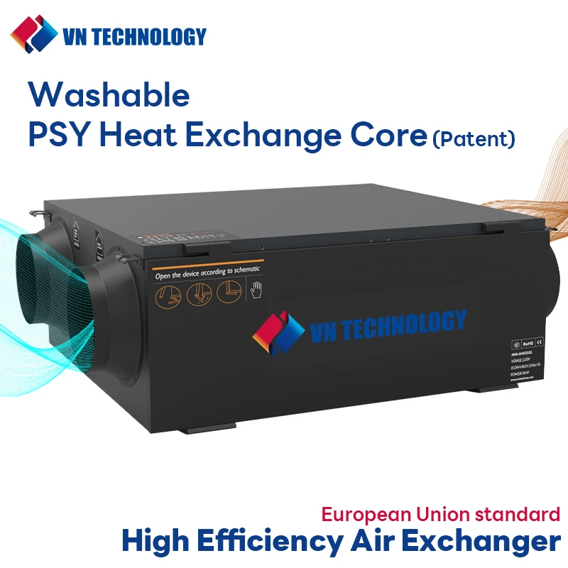 Heat Exchange Fresh Air System, ERV Ventilation Fan, Balanced Air Solution, Whole House Energy Recovery (250m³/h,150CFM)