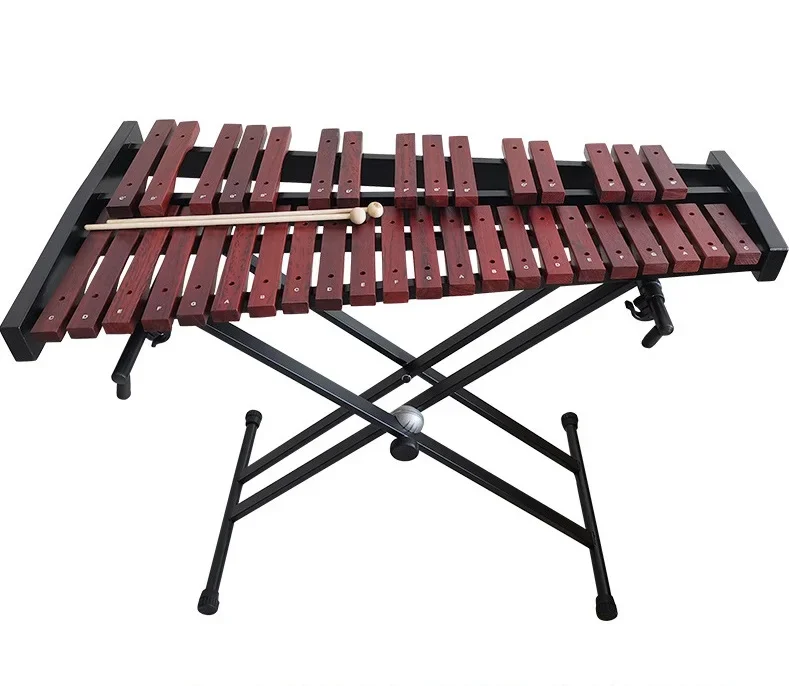 Music orff professional Glockenspiel xylophon wholesale Wooden Bar Xylophone 37 Tone Red wooden xylophone with Stand